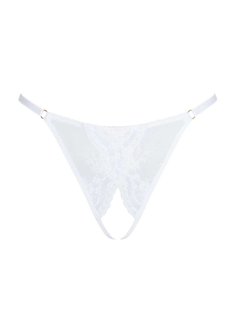 white ouvert g-string, front open