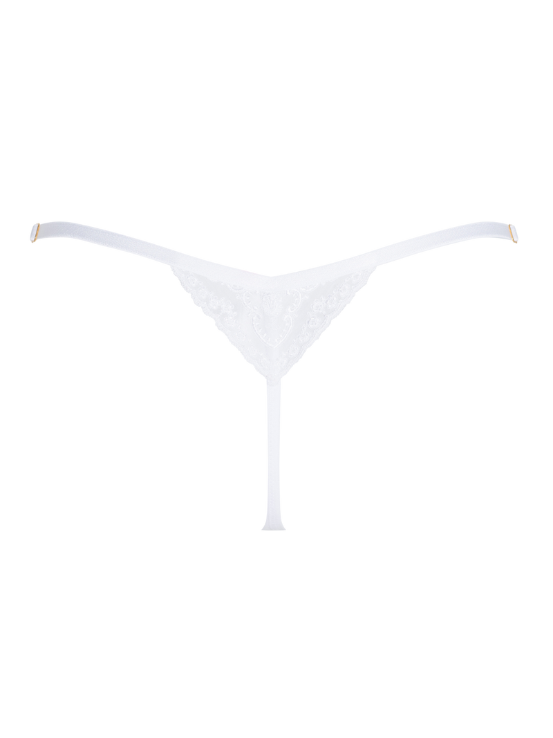 white ouvert g-string, front open