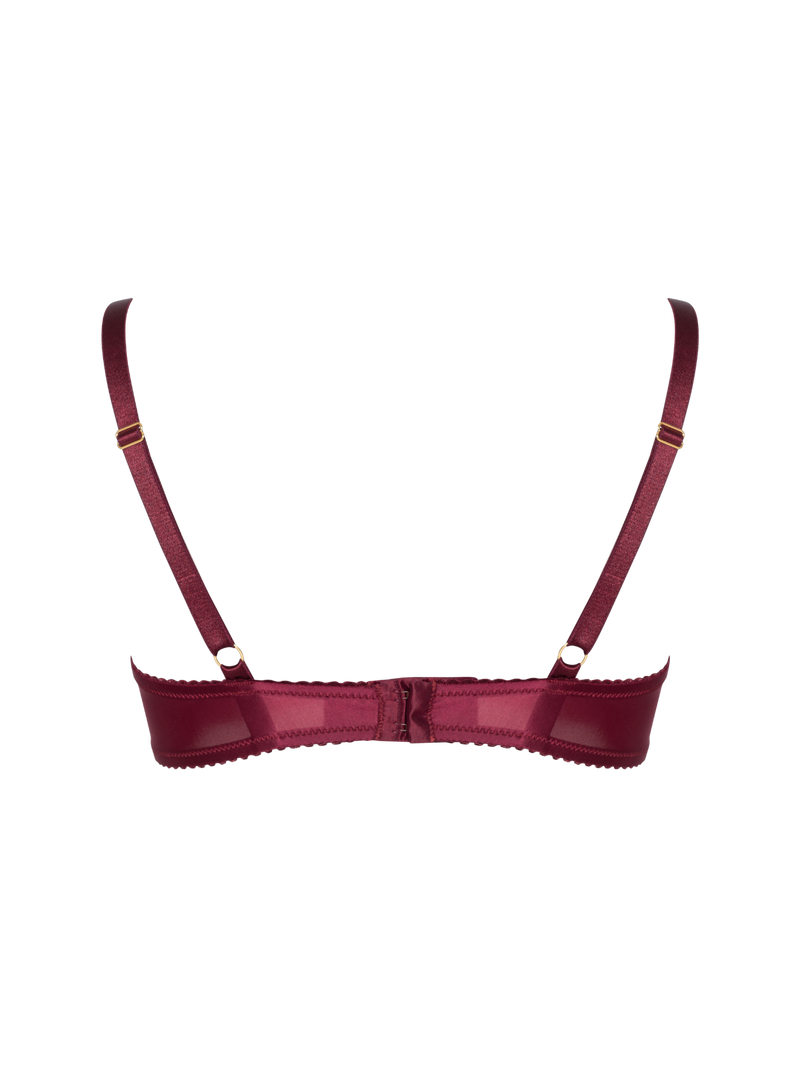 burgundy red lace ouvert bra