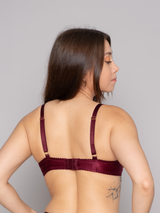 burgundy red lace ouvert bra