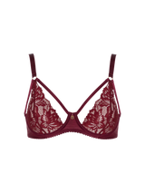 burgundy red lace ouvert bra