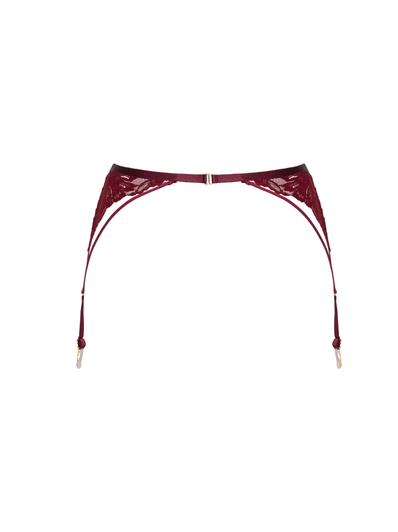 burgundy red lace suspender belt 