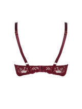 burgundy red lace underwired bra with gold detail